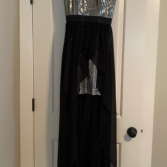 Silver Sequin and black strapless cocktail dress. Worn once. No tears or stains. - Picture 3 of 6